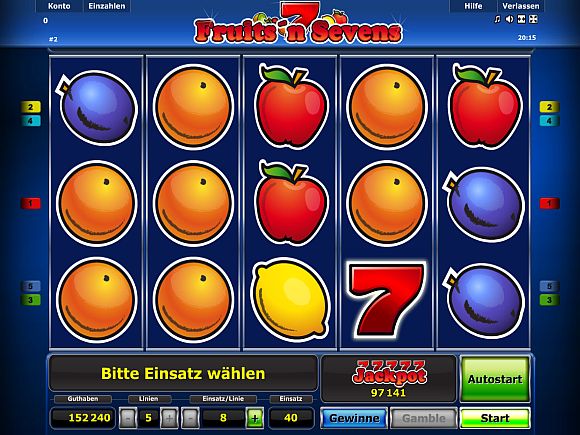 Fruits & Sevens Jackpotspiel von Novoline